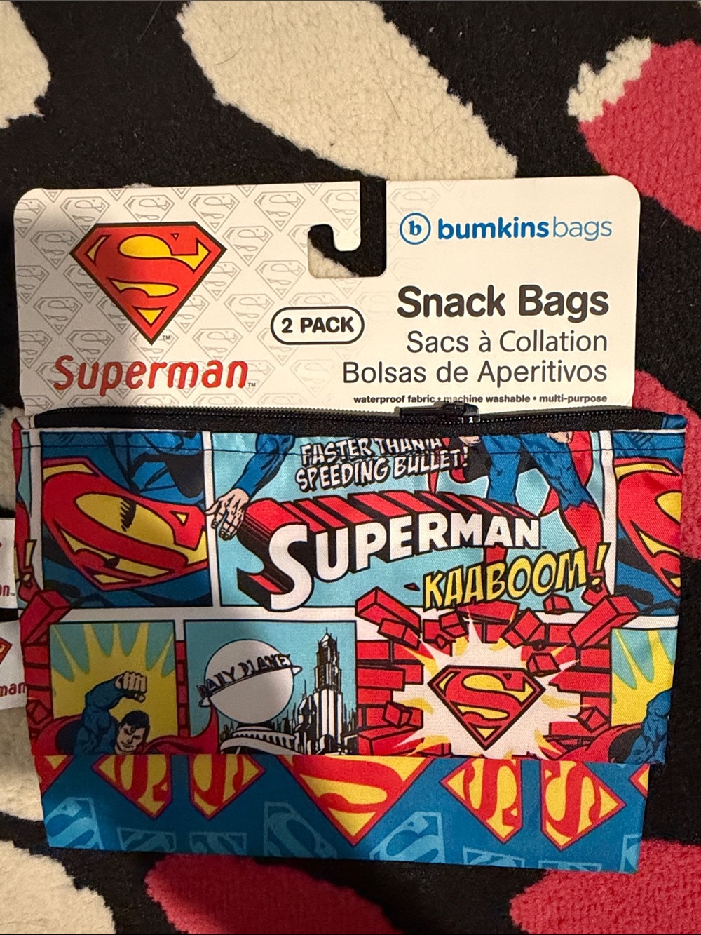 Bumkins Superman Comic Snack Bags - Red, Blue, Yellow